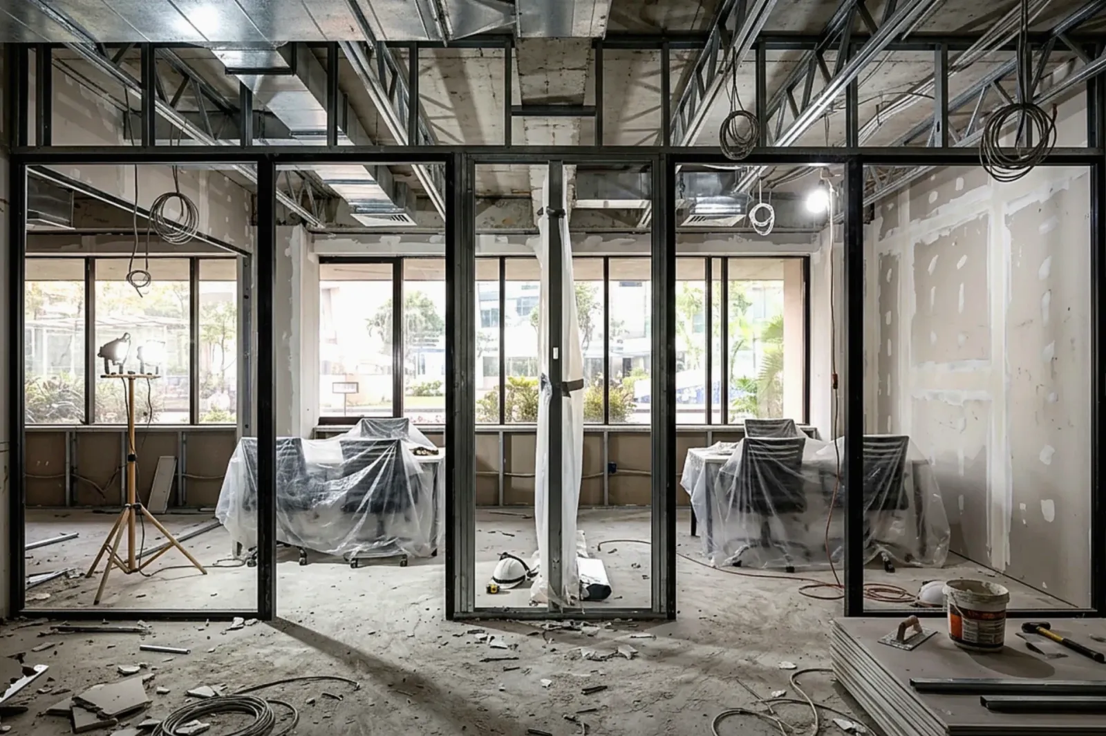 Bare shell space under construction